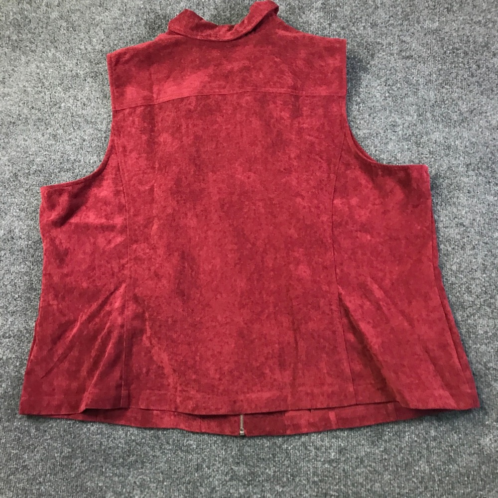 Christopher & Banks Vest Womens 2X Burgundy Red Excellent Faux Suede Zip Front‎ - Picture 6 of 7